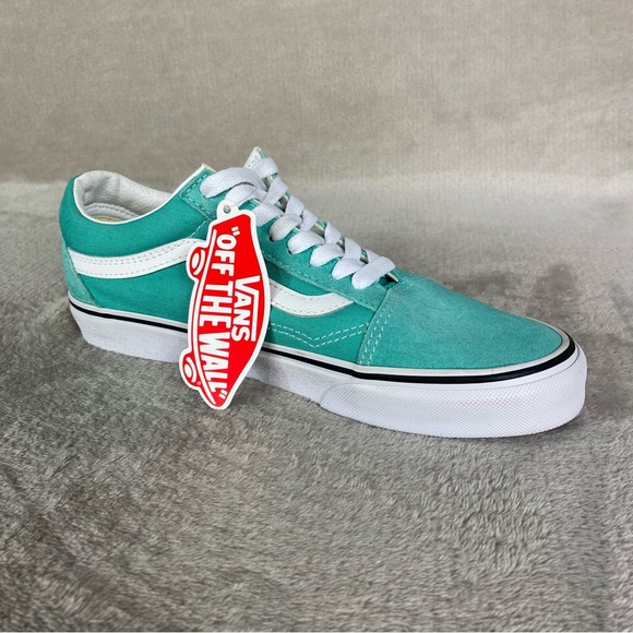 Vans Old Skool Womens Sneakers Size 8 Green White Suede Skate Shoes NEW - Picture 6 of 10
